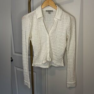 All Saints Cream Textured Button-Down Shirt